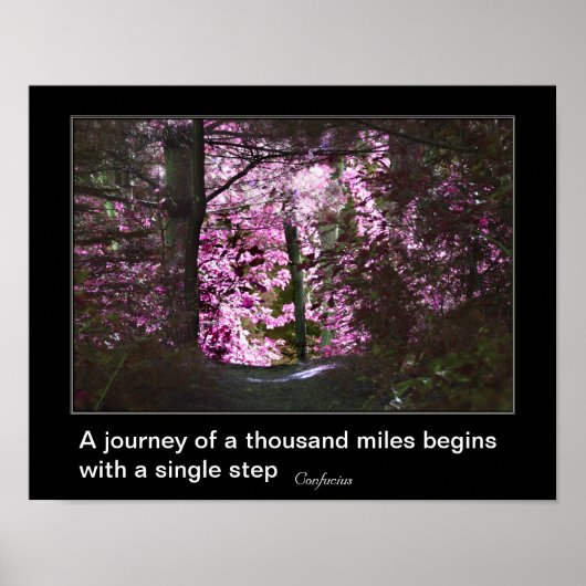 Reise beginnt mit Konfuzius Zitat Inspiration Poster (Vorne)