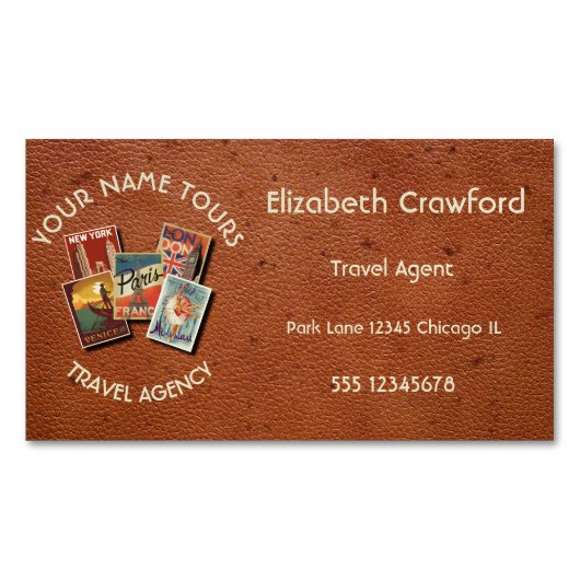 Reise bereist Agentur-Vintagen Magnetische Visitenkarte (Vorderseite)