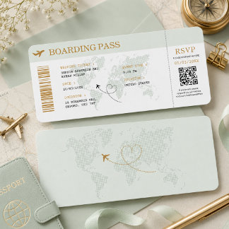 Reise Bordkarte Flugticket Hochzeit Einladung