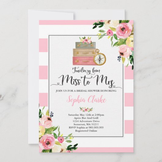 Reise-Brautparty-Einladungs-Fräulein To Frau Einladung (Vorderseite)
