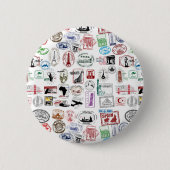Reise-Briefmarken-Muster Button (Vorderseite)