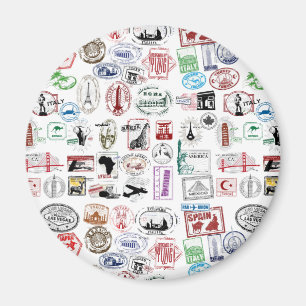 Reise-Briefmarken-Muster Magnet