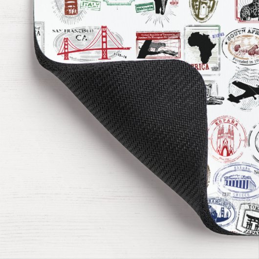 Reise-Briefmarken-Muster Mousepad (Ecke)