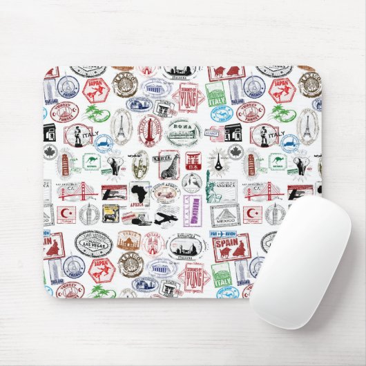 Reise-Briefmarken-Muster Mousepad (Mit Mouse)