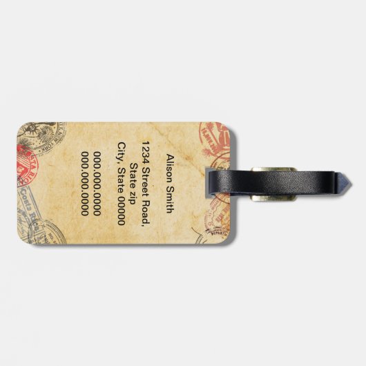 Reise-Briefmarkenumbau Gepäckanhänger (Rückseite horizontal)