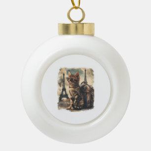 Reise-Buddy-Katze Keramik Kugel-Ornament