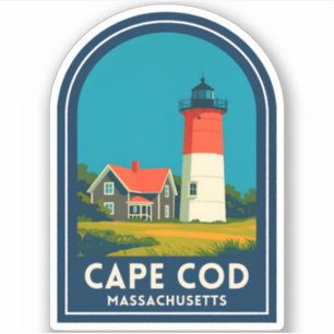 Reise Cape Cod Nauset Leuchtturm Retro im Vintage- Aufkleber