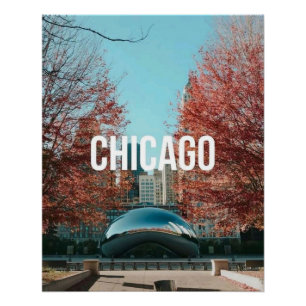 Reise Chicago Cloud Gate Bean Herbst Skyline Poster