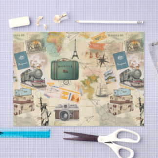 Reise-Collage im Vintage-Stil Seidenpapier
