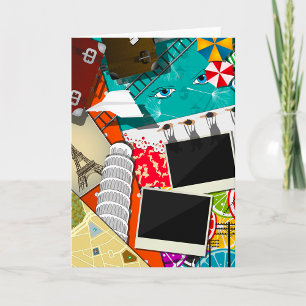 Reise-Collage mit ikonischen Wahrzeichen Urlaub Karte