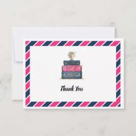 Reise danken Ihnen Fräulein zu Frau Navy Pink Dankeskarte