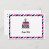 Reise danken Ihnen Fräulein zu Frau Navy Pink Dankeskarte (Vorne/Hinten)