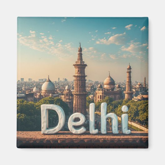 Reise Delhi Indien Design 🗺️ Magnet (Vorne)
