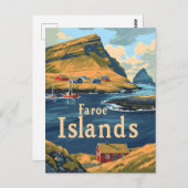 Reise der Färöer Postkarte (Vorne/Hinten)