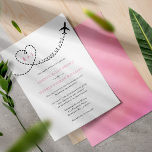 Reise der Liebe Flugzeug Route Ziel Hochzeit Einladung