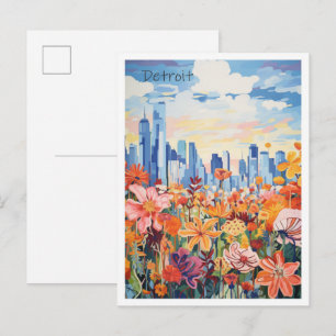 Reise Detroit Michigan Stadt Postkarte