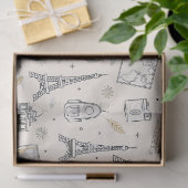 Reise-Doodle-Nahtloses Muster Seidenpapier (Geschenk)