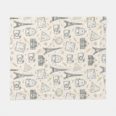 Reise-Doodle-Nahtlosmuster Fleecedecke (Vorderseite (Horizontal))
