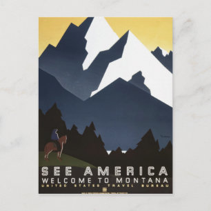 Reise durch Amerika Montana WPA Vintage Postkarte