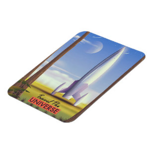 Reise durch das Universum Retro-Weltraum-Kunst. Magnet