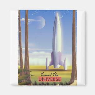Reise durch das Universum Retro-Weltraumkunst. Magnet