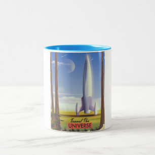 Reise durch das Universum Retro-Weltraumkunst. Zweifarbige Tasse