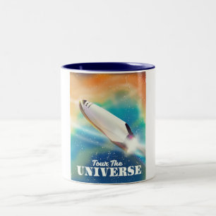 Reise durch das Weltraum-Kunstwerk des Universums. Zweifarbige Tasse