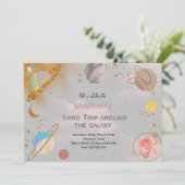 Reise durch den Galaxien-Raum Geburtstag Einladung (Stehend Vorderseite)