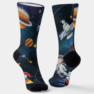 Reise durch den Weltraum Galaxie Sterne Mond Socken