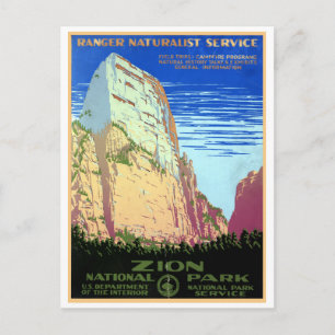 Reise durch den Zion-Nationalpark im Vintage-Stil Postkarte