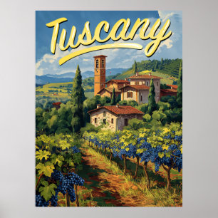 Reise durch die Toskana im Vintage-Stil Poster