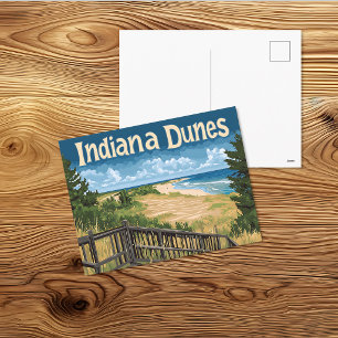 Reise durch die Vintage Indiana Dunes Postkarte