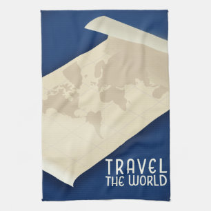Reise durch die Welt im Vintage-Stil Reiseposter Geschirrtuch