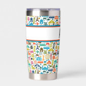 Reise durch die Welt Thema Monogramm Thermobecher (Vorderseite)