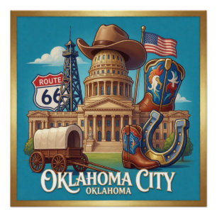 Reise durch Oklahoma City Route Poster