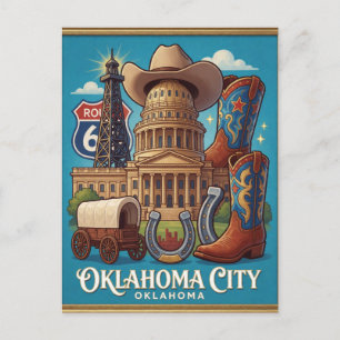 Reise durch Oklahoma City Route Postkarte