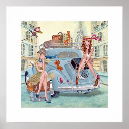 Reise durch Paris Mädchen Poster (Vorne)