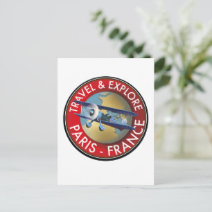 Reise & Erkunde Paris Frankreich Logo Postkarte