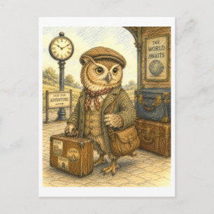 Reise-Eulen-Illustration Postkarte