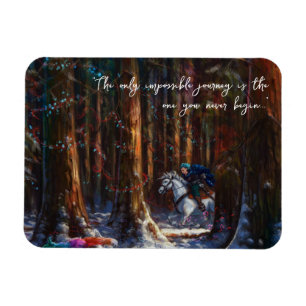 Reise - Fantasy-Wald-Gebirgslandschaftskunst Magnet