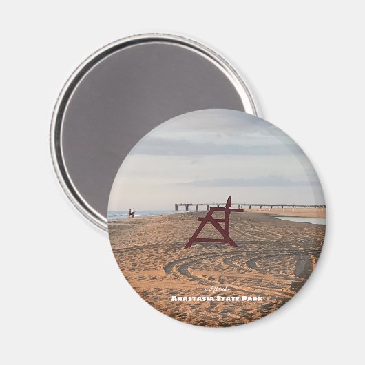 Reise- | Florida - Anastasia Red Beach Chair Magnet (Vorderseite/Rückseite)