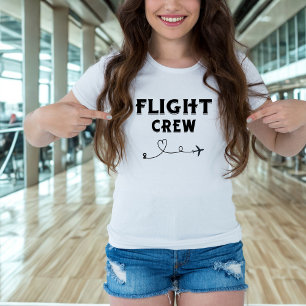 Reise Flug Crew Schwarz Flugzeug Herz Urlaub T-Shirt