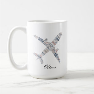 Reise Flugzeug Wort-Typografie Fernweh-Geschenk Kaffeetasse