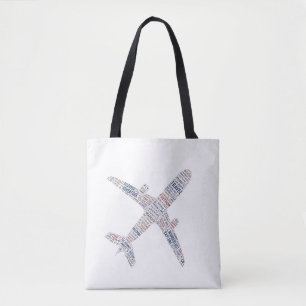 Reise Flugzeug Wort-Typografie Fernweh-Geschenk  Tasche