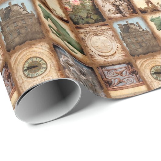 Reise-Foto-Collage Paris Frankreich Geschenkpapier (Rolleneckpunkt)