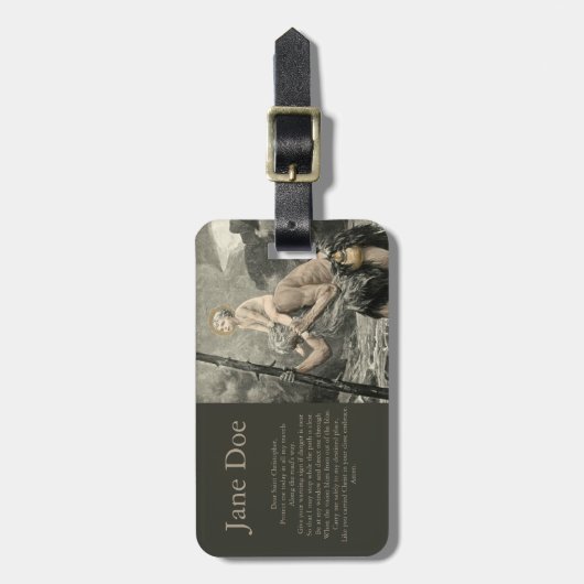 Reise-Gebets-Stich Heiligen Christophorus Christus Gepäckanhänger (Vorderseite vertikal)