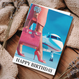 Reise Geburtstag Elegante Damenhandtasche & Flugze Karte