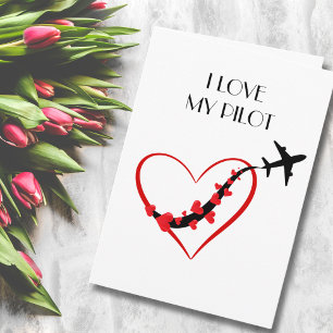 Reise Geburtstag Ich liebe meinen Piloten Flugzeug Karte