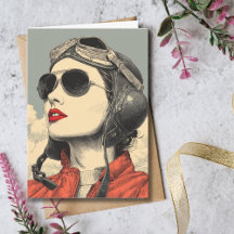 Reise Geburtstag Vintage Retro Aviator Mädchen