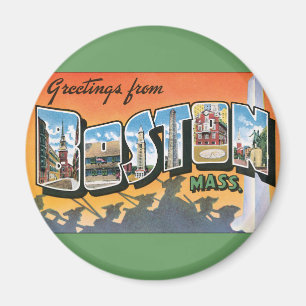 Reise-Grüße aus Boston Massachusetts im Vintage-St Magnet